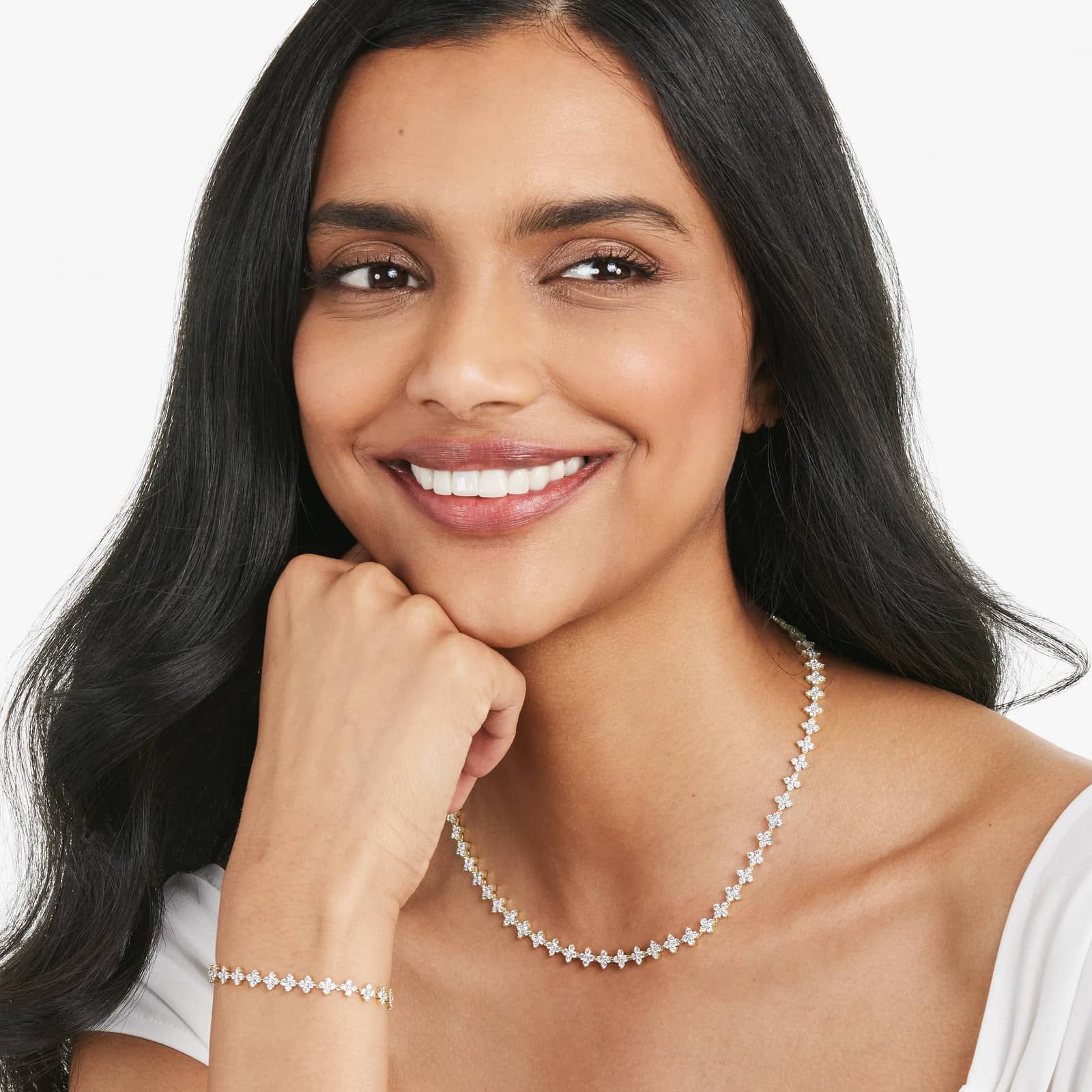 14K Yellow Gold Blossom Lab-Grown Diamond Tennis Necklace (7.00 CTW -  F-G /SI1-SI2)