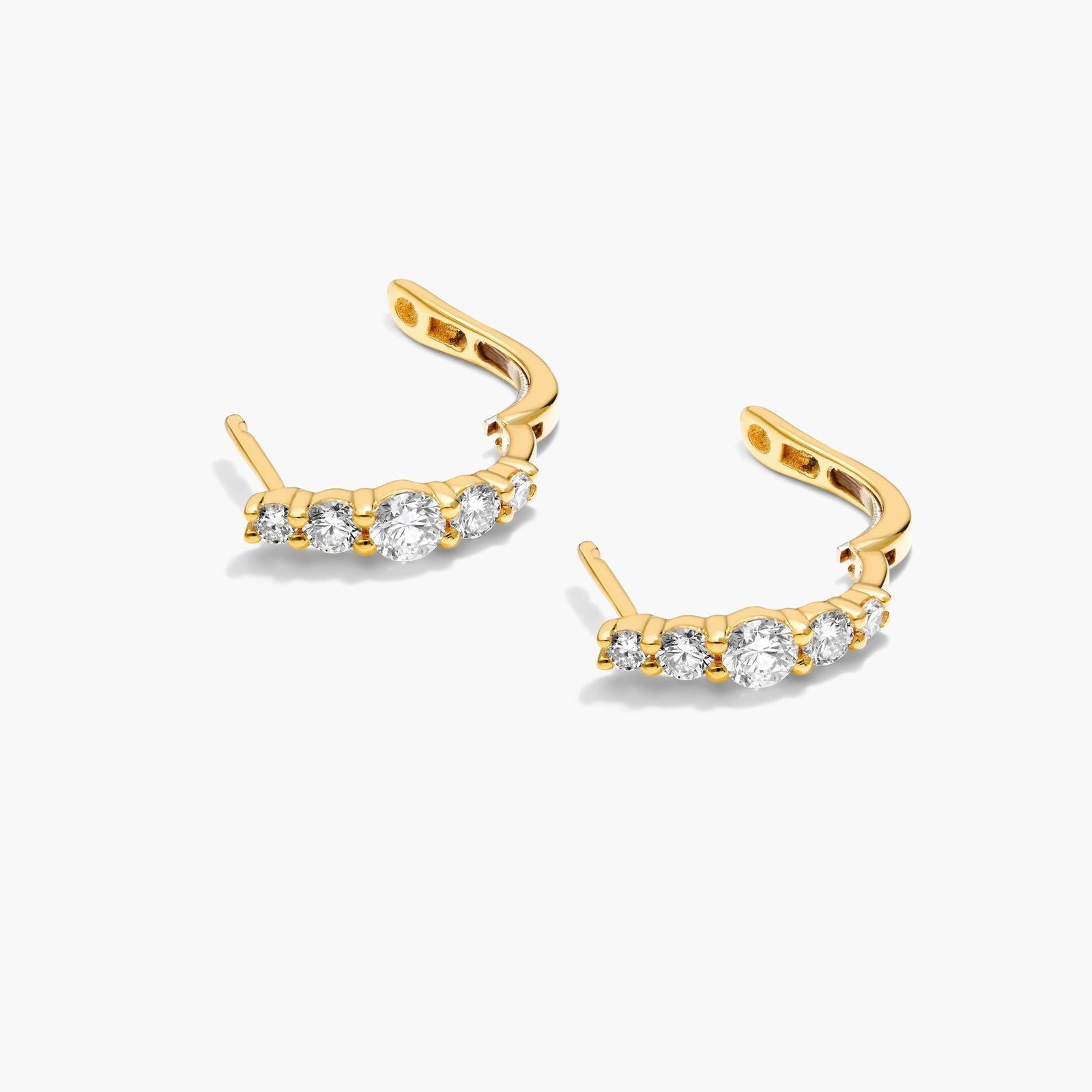 14K Yellow Gold Graduating Lab-Grown Diamond Hoop Earrings (1.00 CTW - F-G /VS2-SI1)