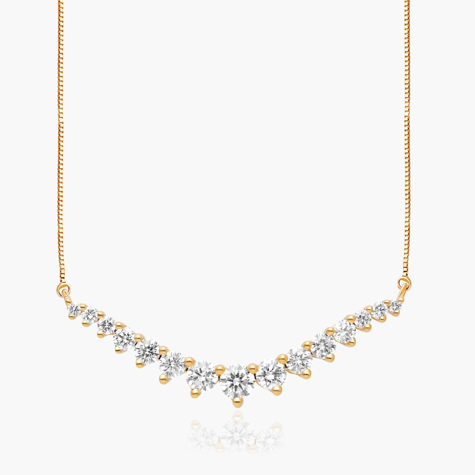 14K Yellow Gold Graduating Lab-Grown Diamond Curved Necklace (1.00 CTW -  F-G / VS2-SI1)