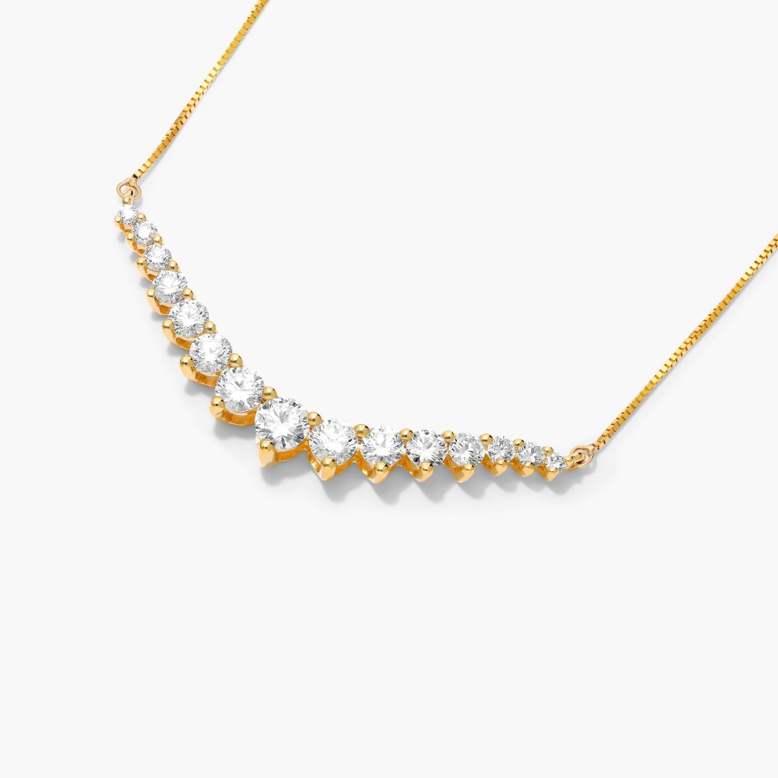 14K Yellow Gold Graduating Lab-Grown Diamond Curved Necklace (1.00 CTW -  F-G / VS2-SI1)