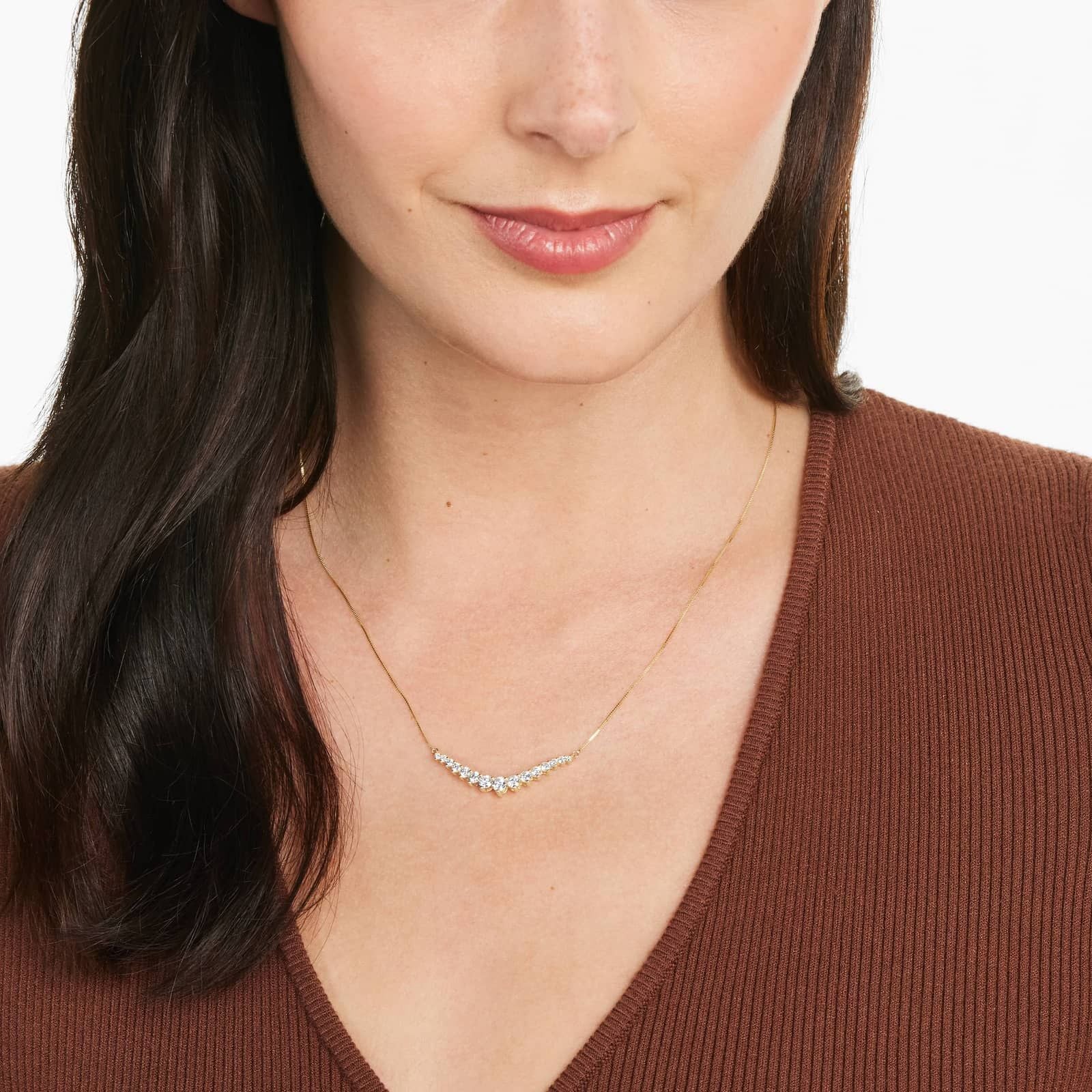 14K Yellow Gold Graduating Lab-Grown Diamond Curved Necklace (1.00 CTW -  F-G / VS2-SI1)