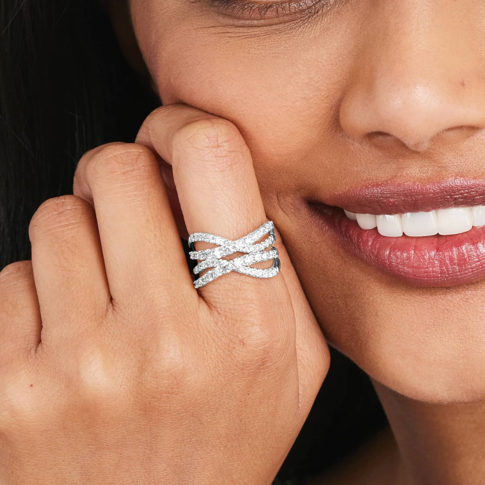 14K White Gold Tidal Wave Lab-Grown Diamond Ring (1.33 CTW - F-G / VS2-SI1)