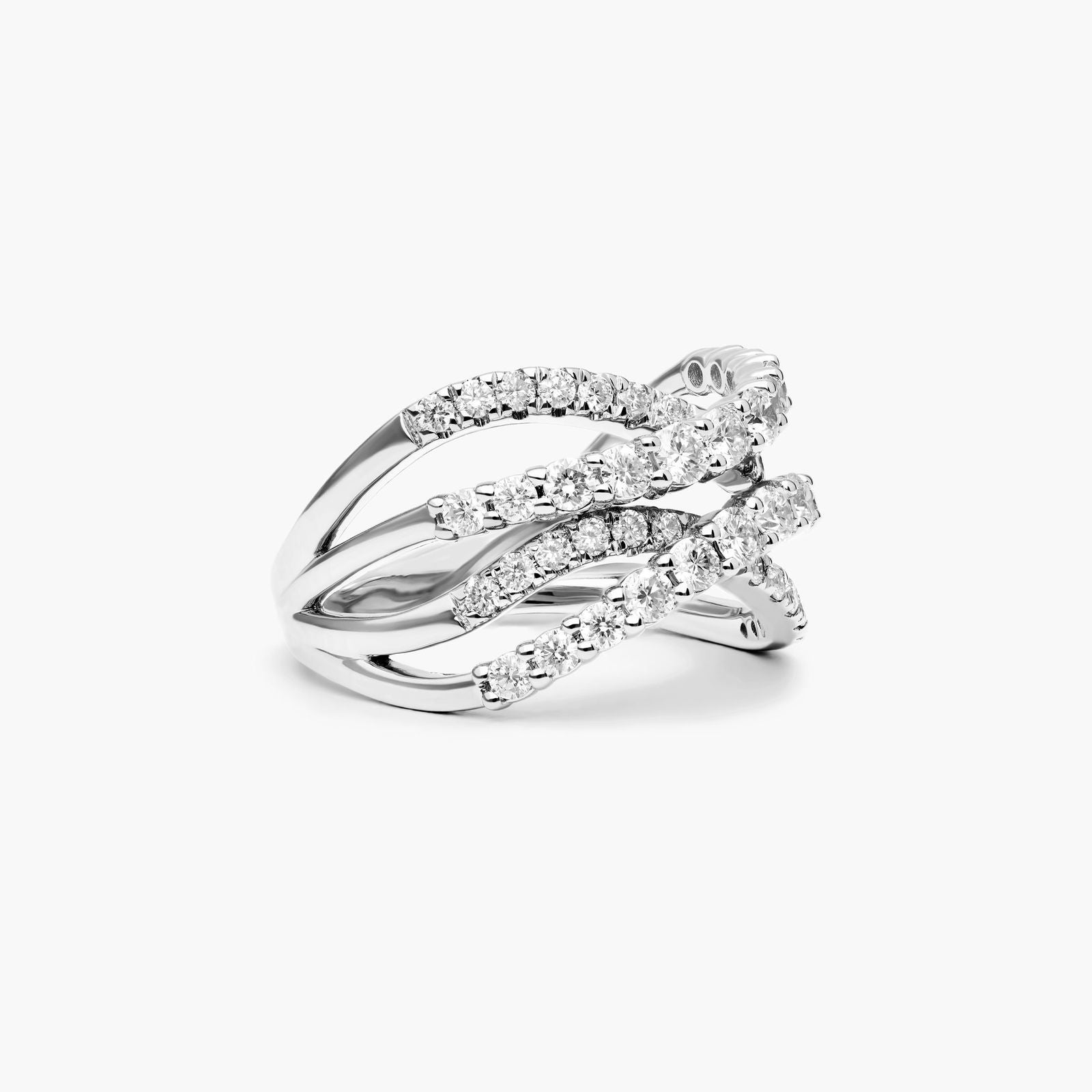 14K White Gold Tidal Wave Lab-Grown Diamond Ring (1.33 CTW - F-G / VS2-SI1)