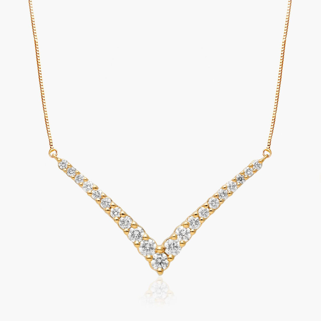 14K Yellow Gold Lab-Grown Diamond Graduated V Shape Bar Necklace (0.75 CTW - F-G /VS2-SI1)