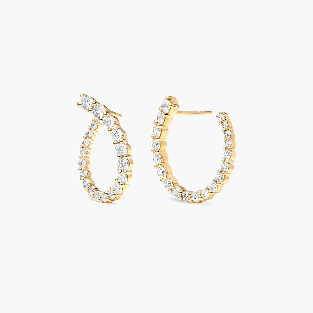 14K Yellow Gold Front Twist Lab-Grown Diamond Hoop Earrings (2.00 CTW -F-G /VS2-SI1)