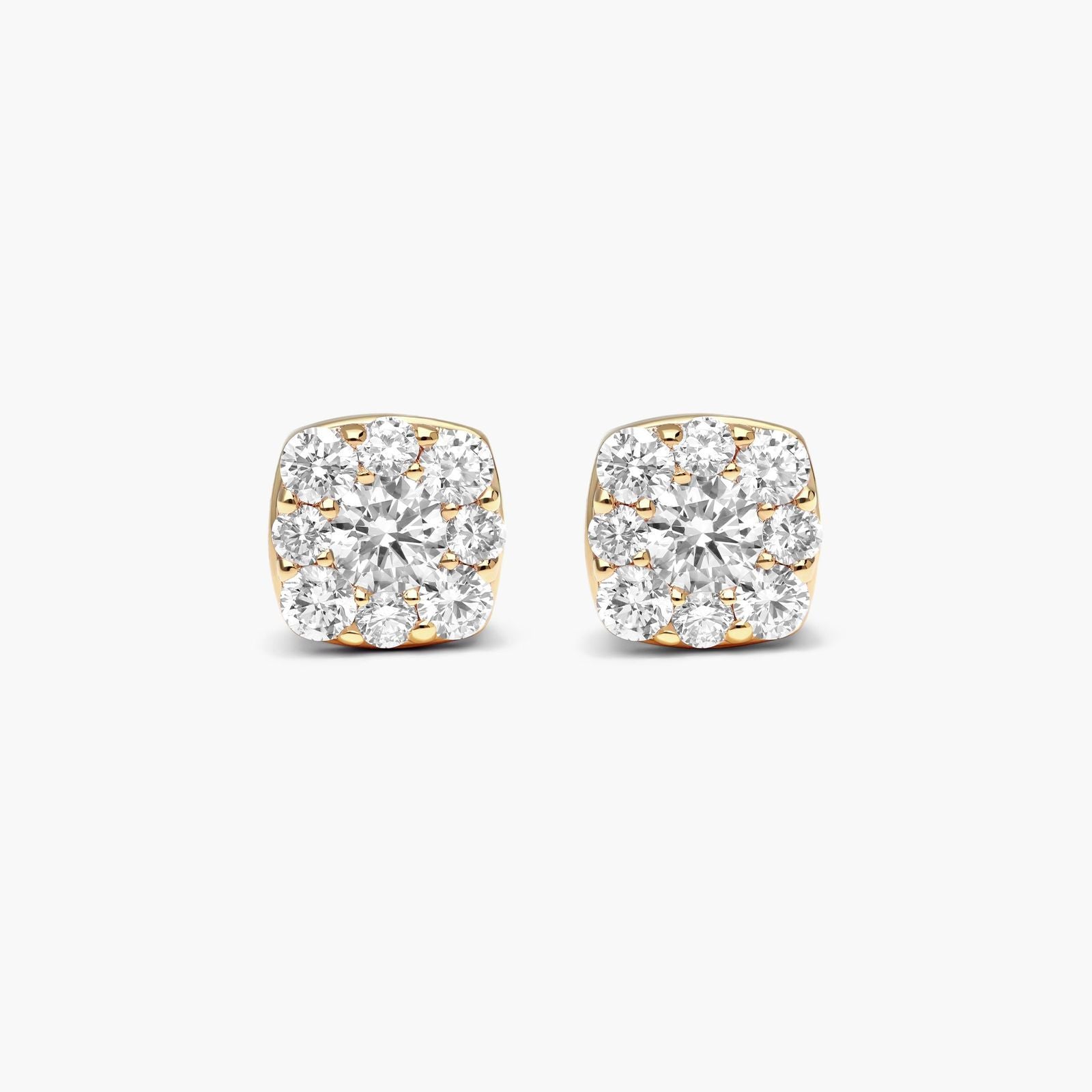 14K Yellow Gold Lab-Grown Diamond Cushion-Shaped Composite Stud Earrings (0.50 CTW - F-G /VS2-SI1)