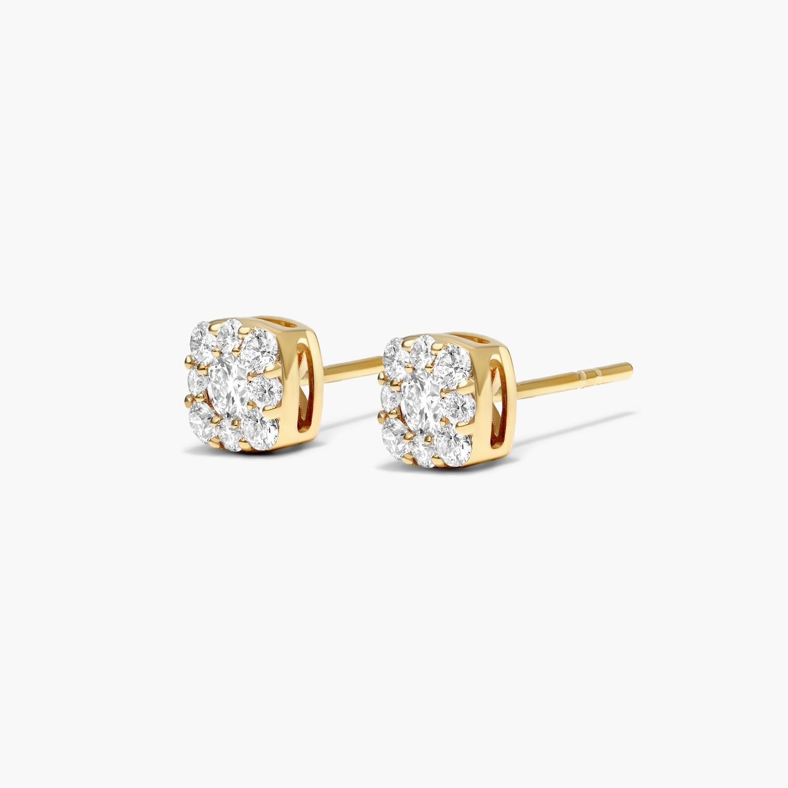 14K Yellow Gold Lab-Grown Diamond Cushion-Shaped Composite Stud Earrings (0.50 CTW - F-G /VS2-SI1)