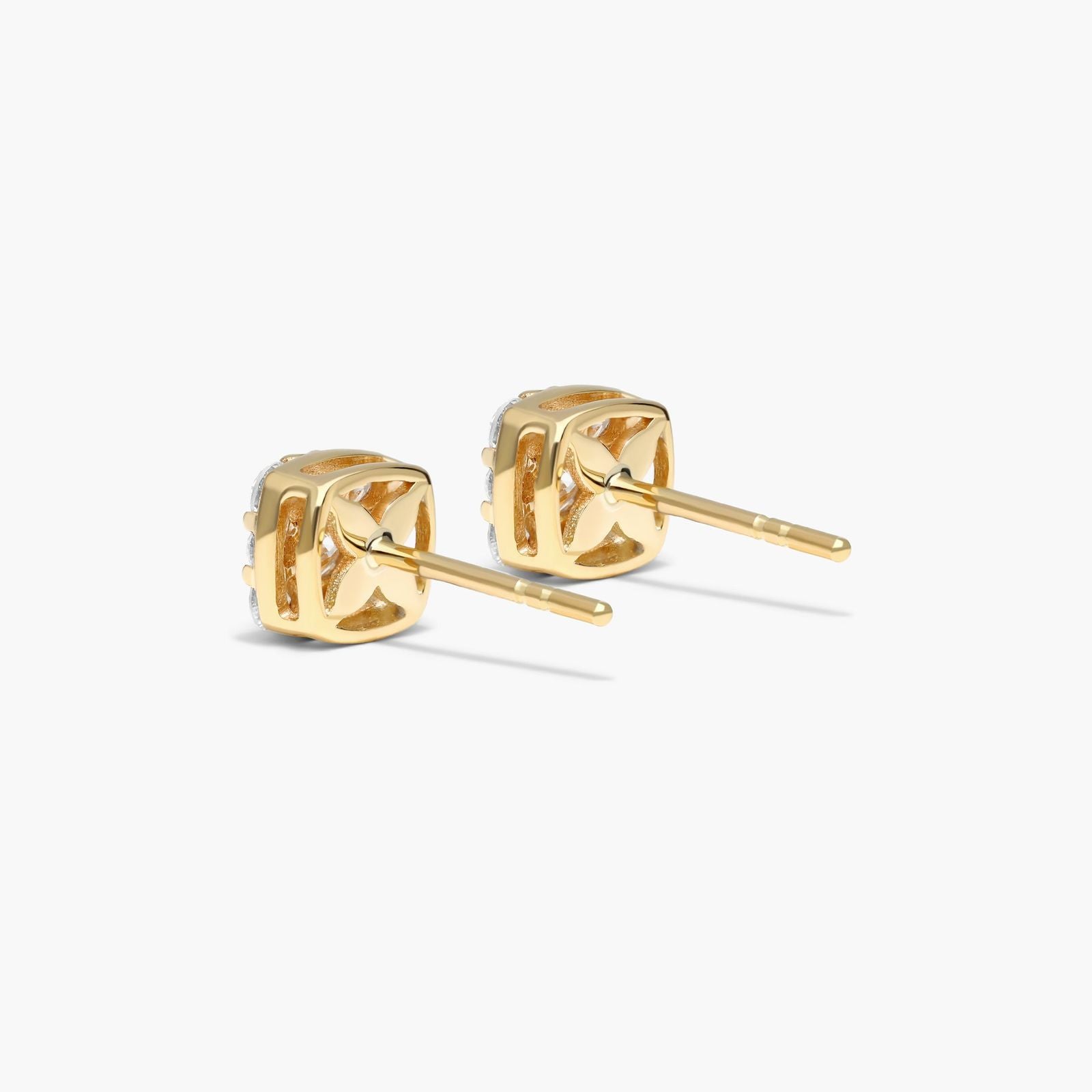14K Yellow Gold Lab-Grown Diamond Cushion-Shaped Composite Stud Earrings (0.50 CTW - F-G /VS2-SI1)