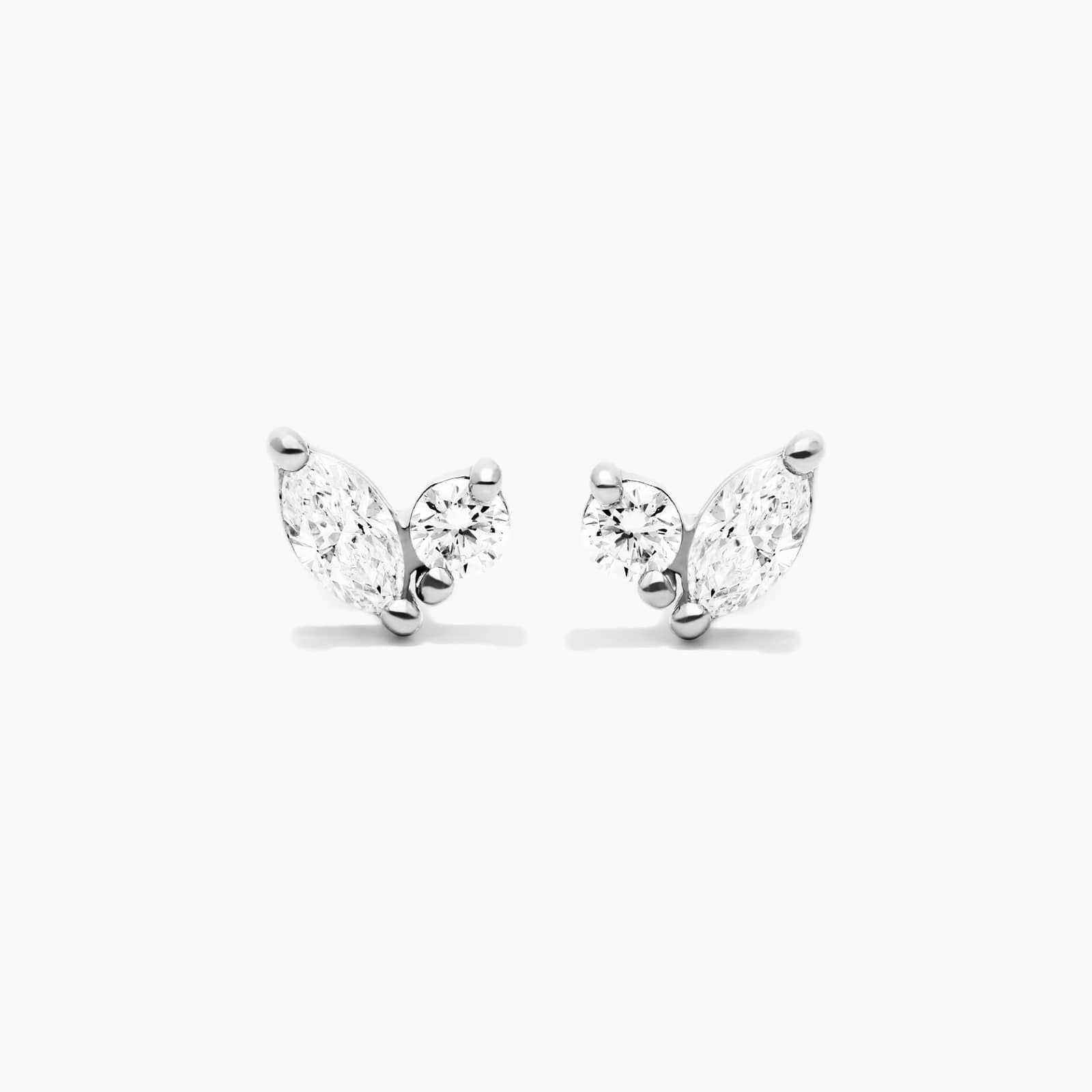 14K White Gold Blooming Leaves Lab-Grown Diamond Stud Earrings (0.17 CTW - F-G /VS2-SI1)