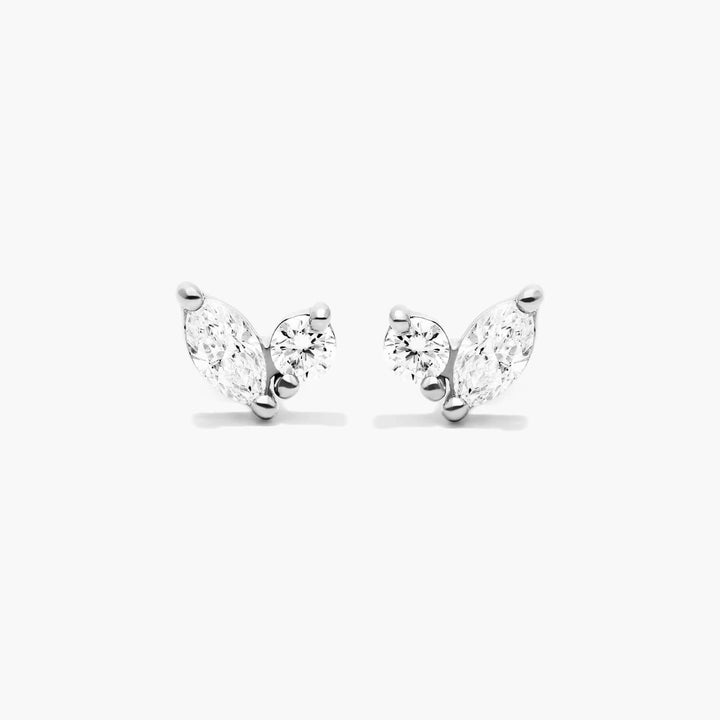 14K White Gold Blooming Leaves Lab-Grown Diamond Stud Earrings (0.17 CTW - F-G /VS2-SI1)