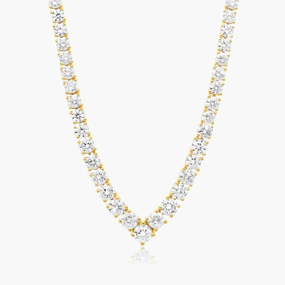 14K Yellow Gold Chevron Lab-Grown Diamond Tennis Necklace (15.00 CTW - F-G/VS2-SI1)