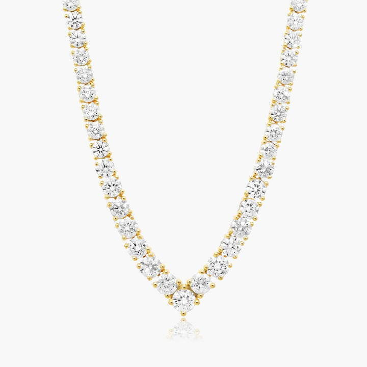 14K Yellow Gold Chevron Lab-Grown Diamond Tennis Necklace (15.00 CTW - F-G/VS2-SI1)