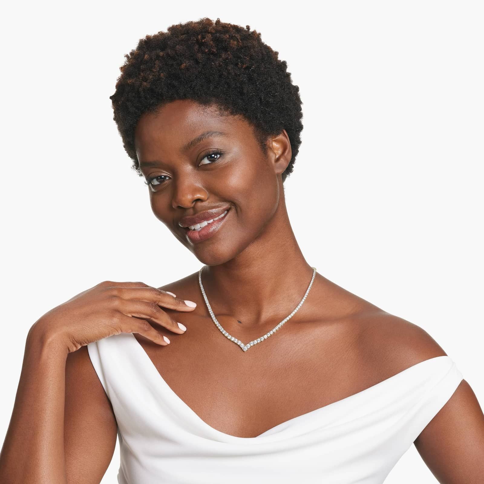 14K Yellow Gold Chevron Lab-Grown Diamond Tennis Necklace (15.00 CTW - F-G/VS2-SI1)