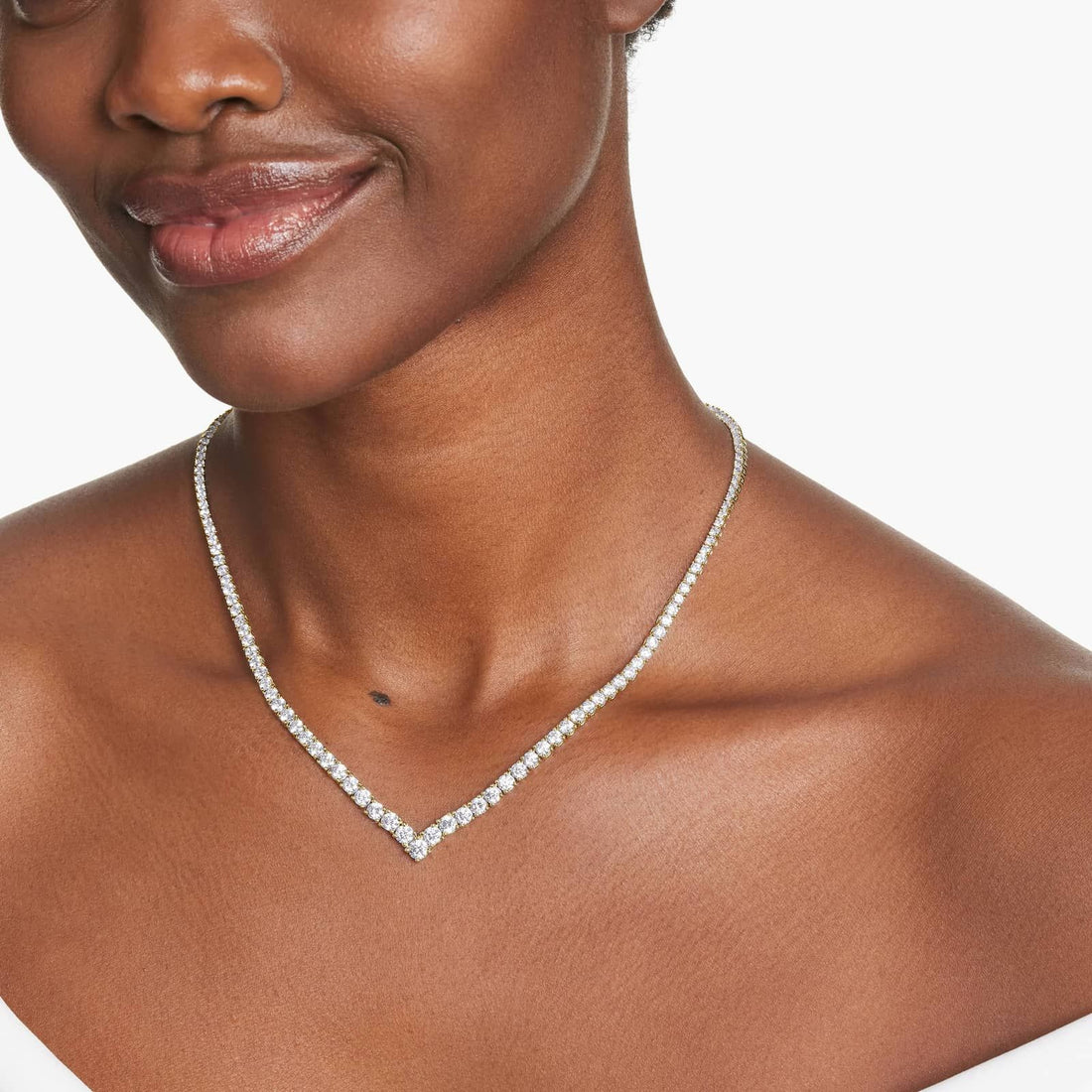 14K Yellow Gold Chevron Lab-Grown Diamond Tennis Necklace (15.00 CTW - F-G/VS2-SI1)