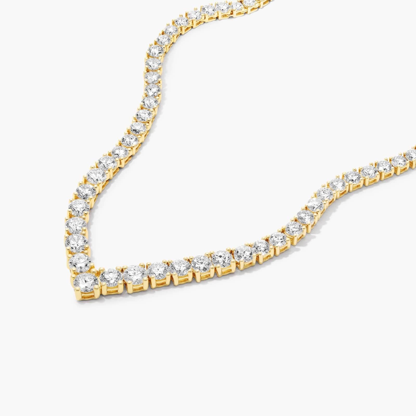 14K Yellow Gold Chevron Lab-Grown Diamond Tennis Necklace (15.00 CTW - F-G/VS2-SI1)