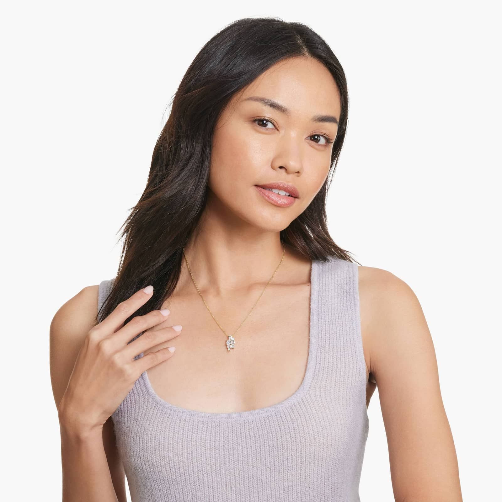 14K Yellow Gold Assemblage Emerald Cut Lab Grown Diamond Necklace (1.90 CTW - F-G / VS2-SI1)