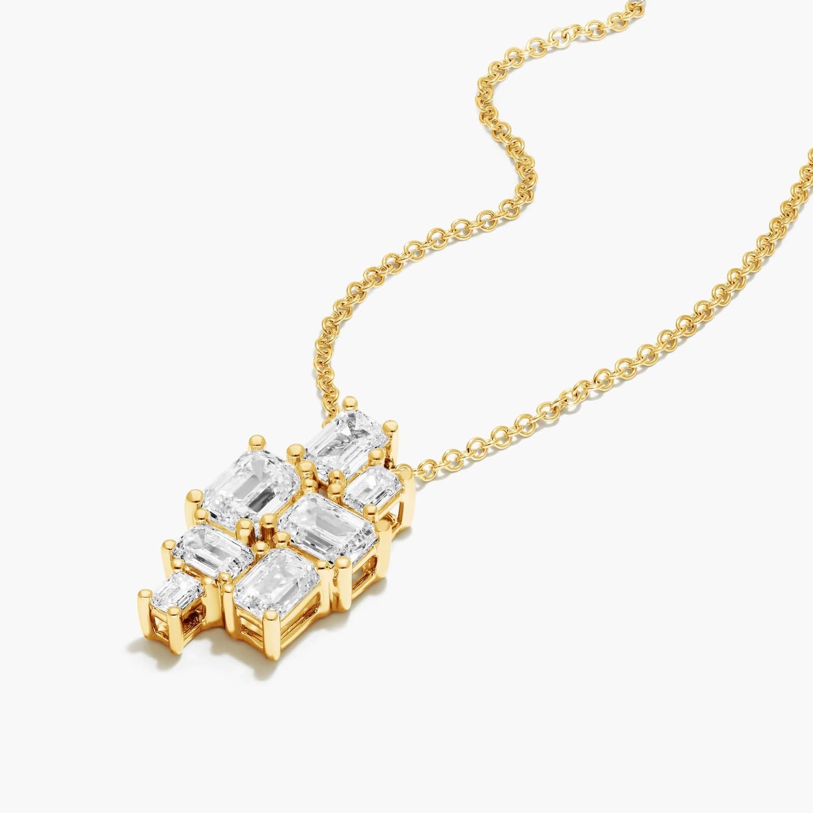 14K Yellow Gold Assemblage Emerald Cut Lab Grown Diamond Necklace (1.90 CTW - F-G / VS2-SI1)