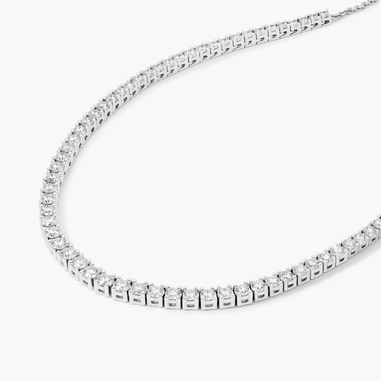 14K White Gold Lab-Grown Diamond Half Tennis Necklace (5.00 CTW -F-G / VS1-VS2)