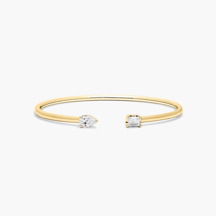 Pear And Emerald Cut Diamond Cuff Bracelet (0.50 CTW - H-I / SI1-SI2)