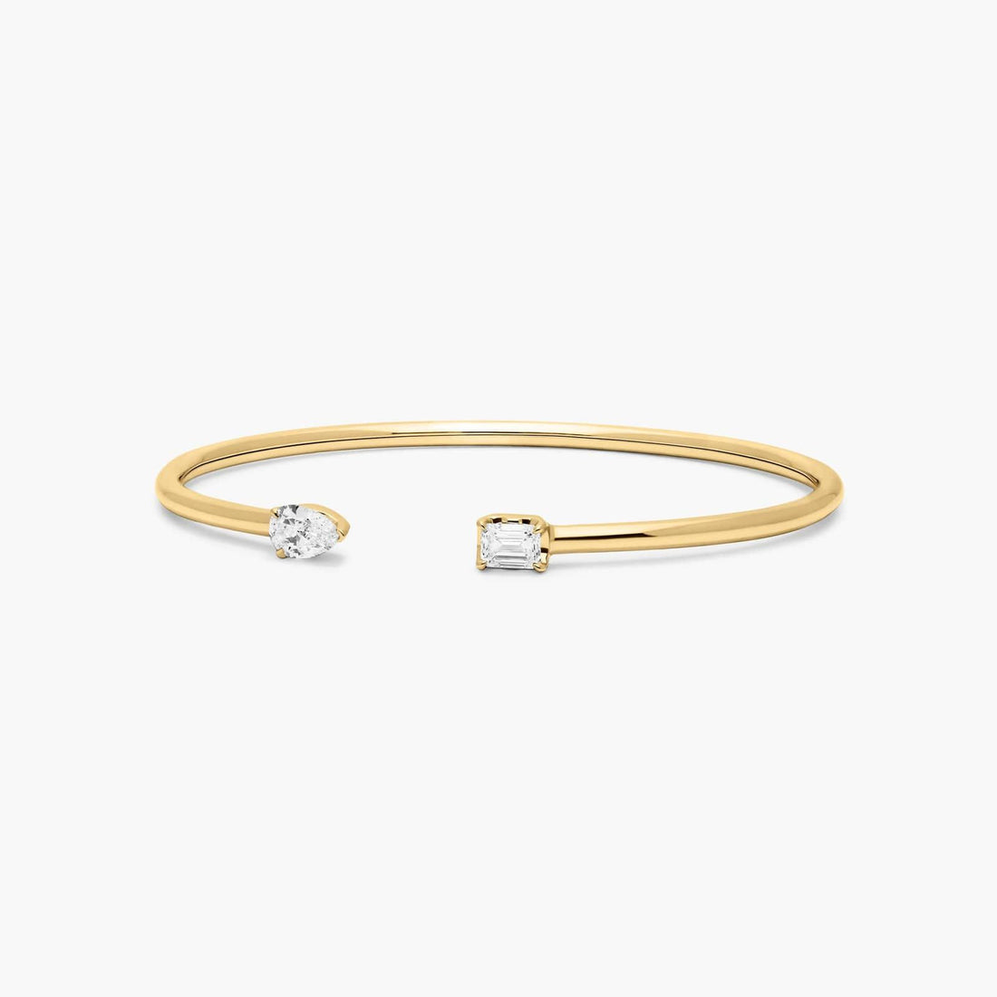 Pear And Emerald Cut Diamond Cuff Bracelet (0.50 CTW - H-I / SI1-SI2)