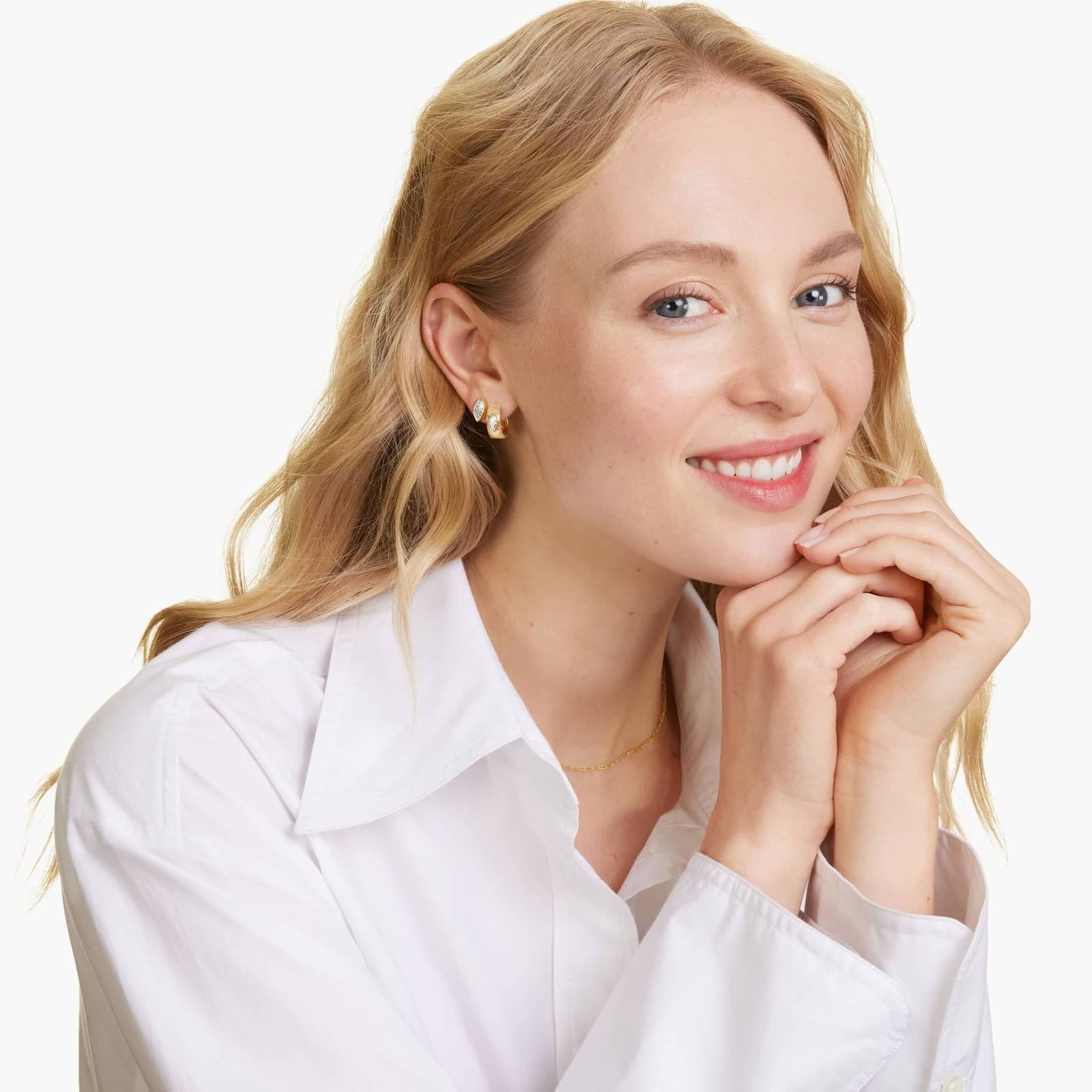 14K Yellow Gold Fancy Bezels Lab Grown Marquise Diamond Stud Earrings (1.00 CTW - F /SI)