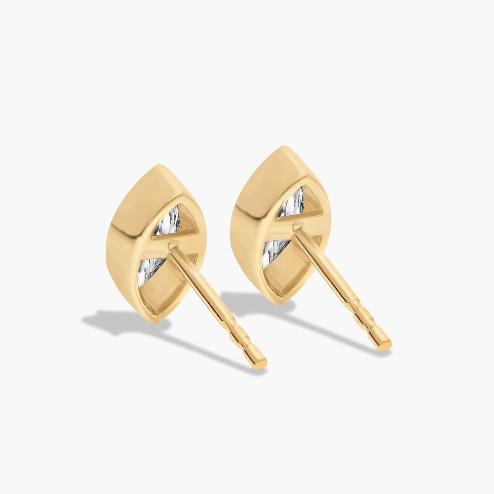 14K Yellow Gold Fancy Bezels Lab Grown Marquise Diamond Stud Earrings (1.00 CTW - F /SI)