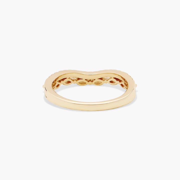 14K Yellow Gold Dainty Diamonds Two Row Diamond Pavé Stack Ring (0.10 CTW - I /SI)