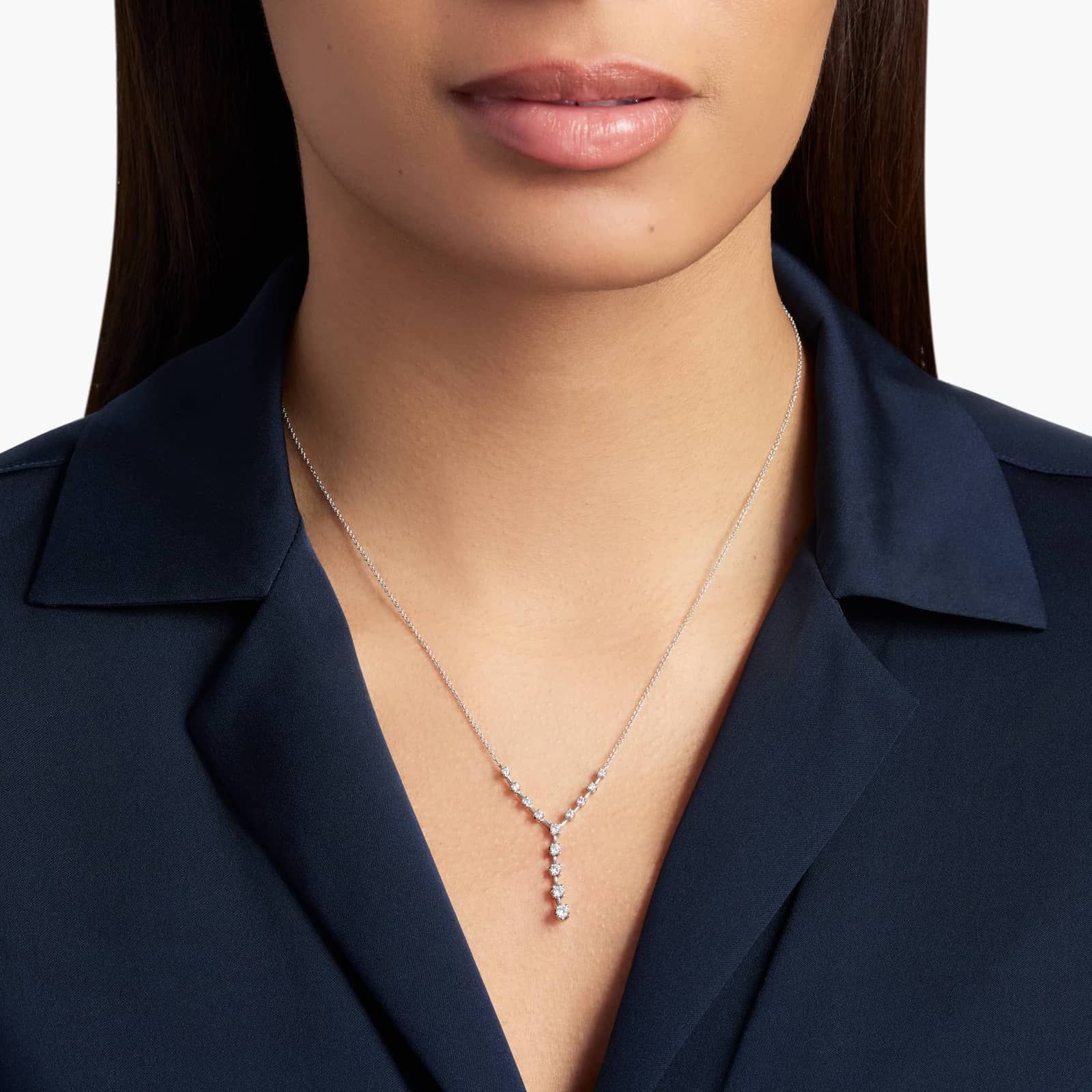 Diamond Y-Necklace in 18k White Gold (1/2 ct. tw.)