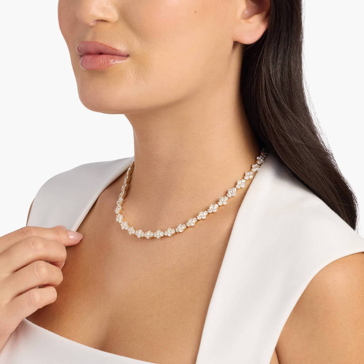 White Gold Diamond Cluster Fashion Eternity Necklace (24 Ct. Tw.)