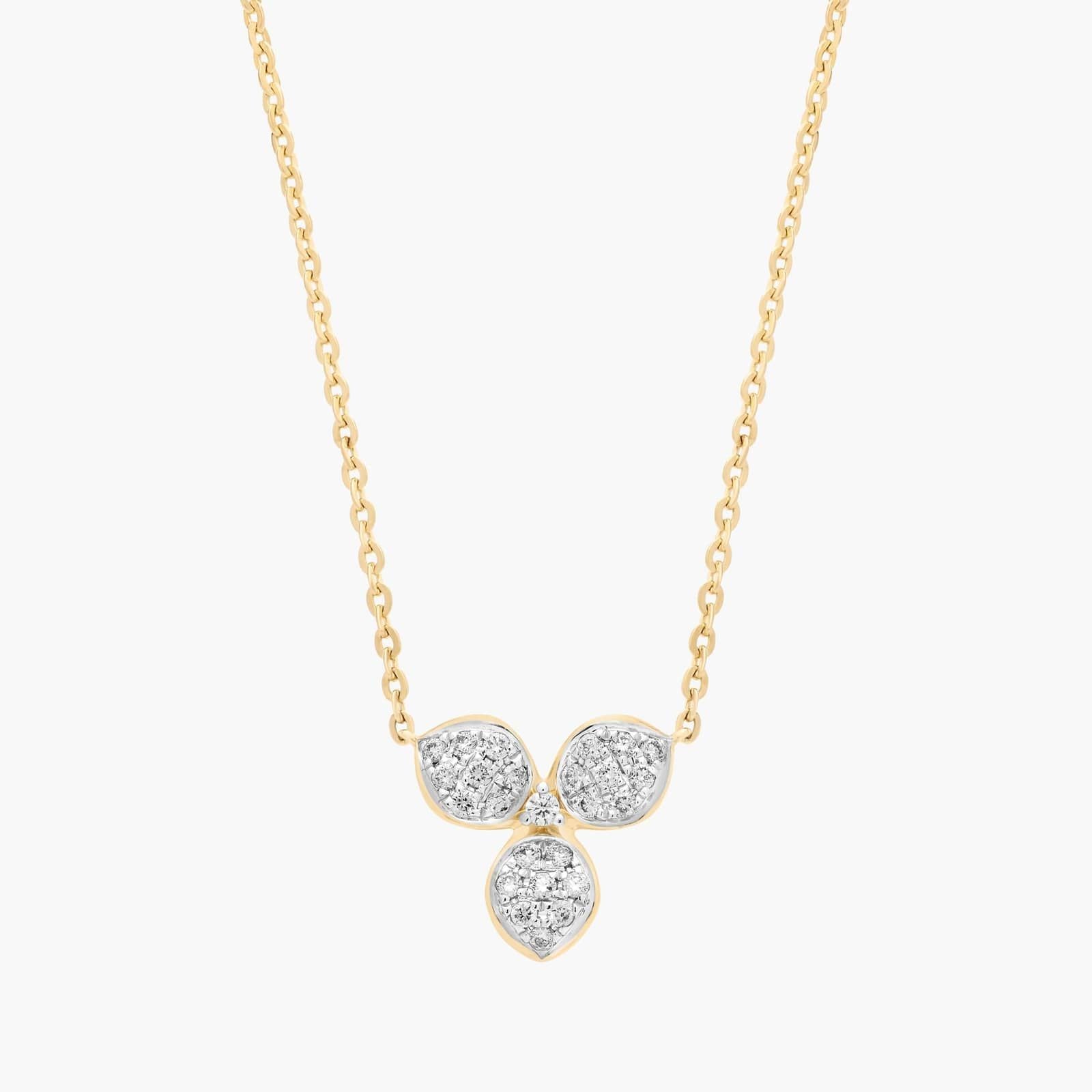 Two-Toned Pavé Diamond Petal Necklace 14K Yellow Gold (1/4 Ct. Tw.)