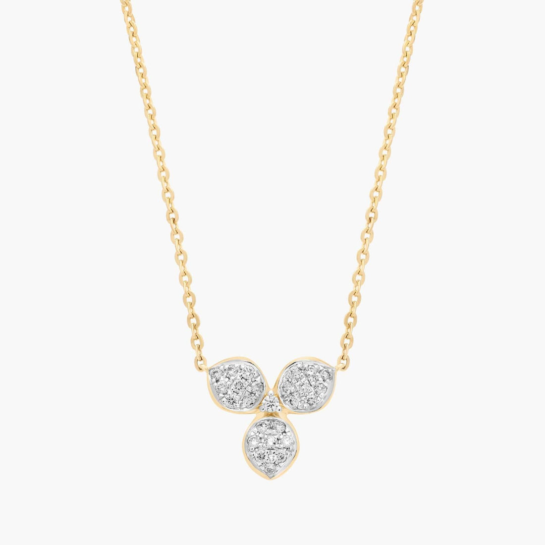 Two-Toned Pavé Diamond Petal Necklace 14K Yellow Gold (1/4 Ct. Tw.)
