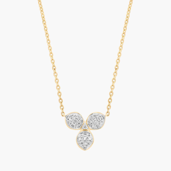 Two-Toned Pavé Diamond Petal Necklace 14K Yellow Gold (1/4 Ct. Tw.)