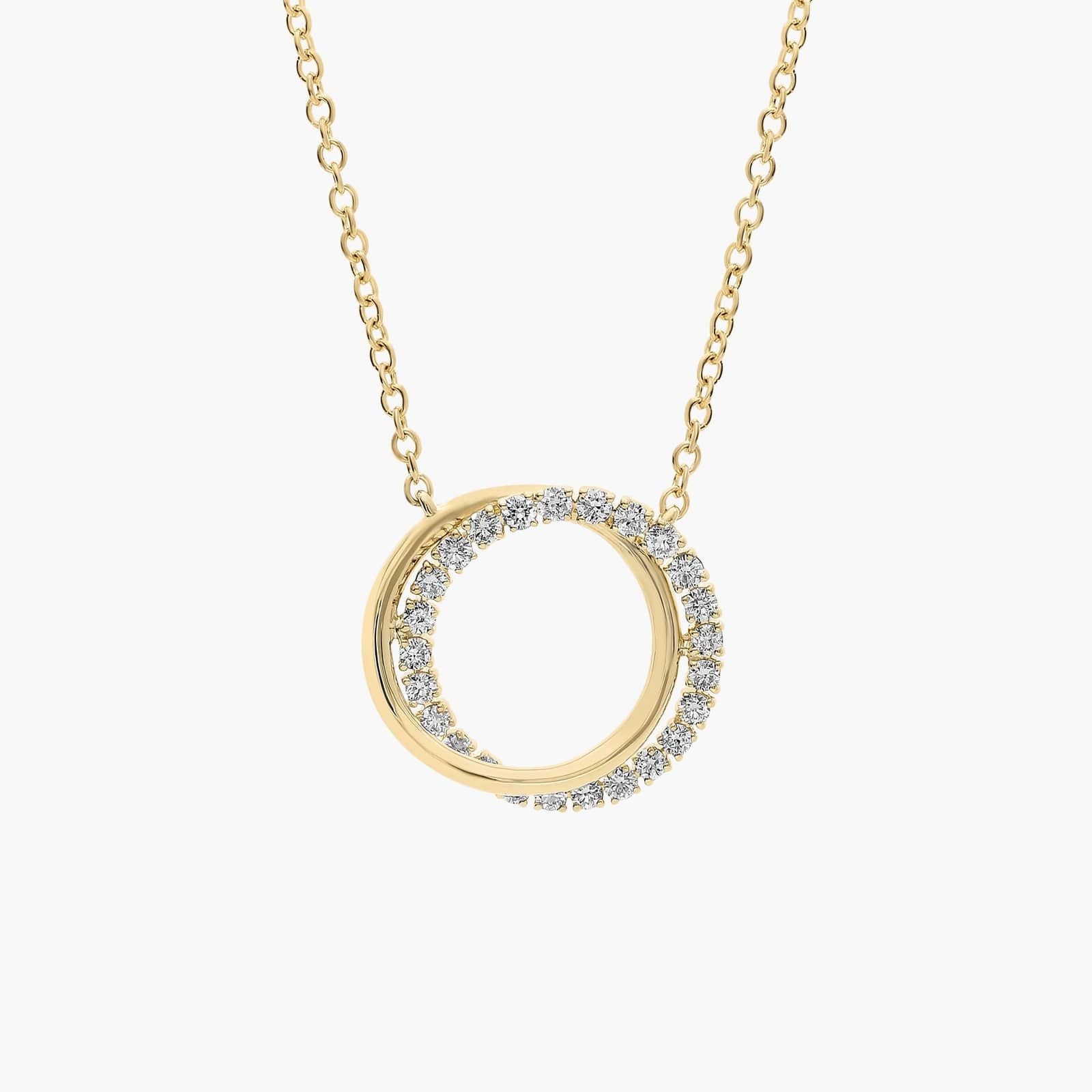 14k Yellow Gold Lab Grown Pave Diamond Overlayed Circle Pendant (1/4 Ct. Tw.)