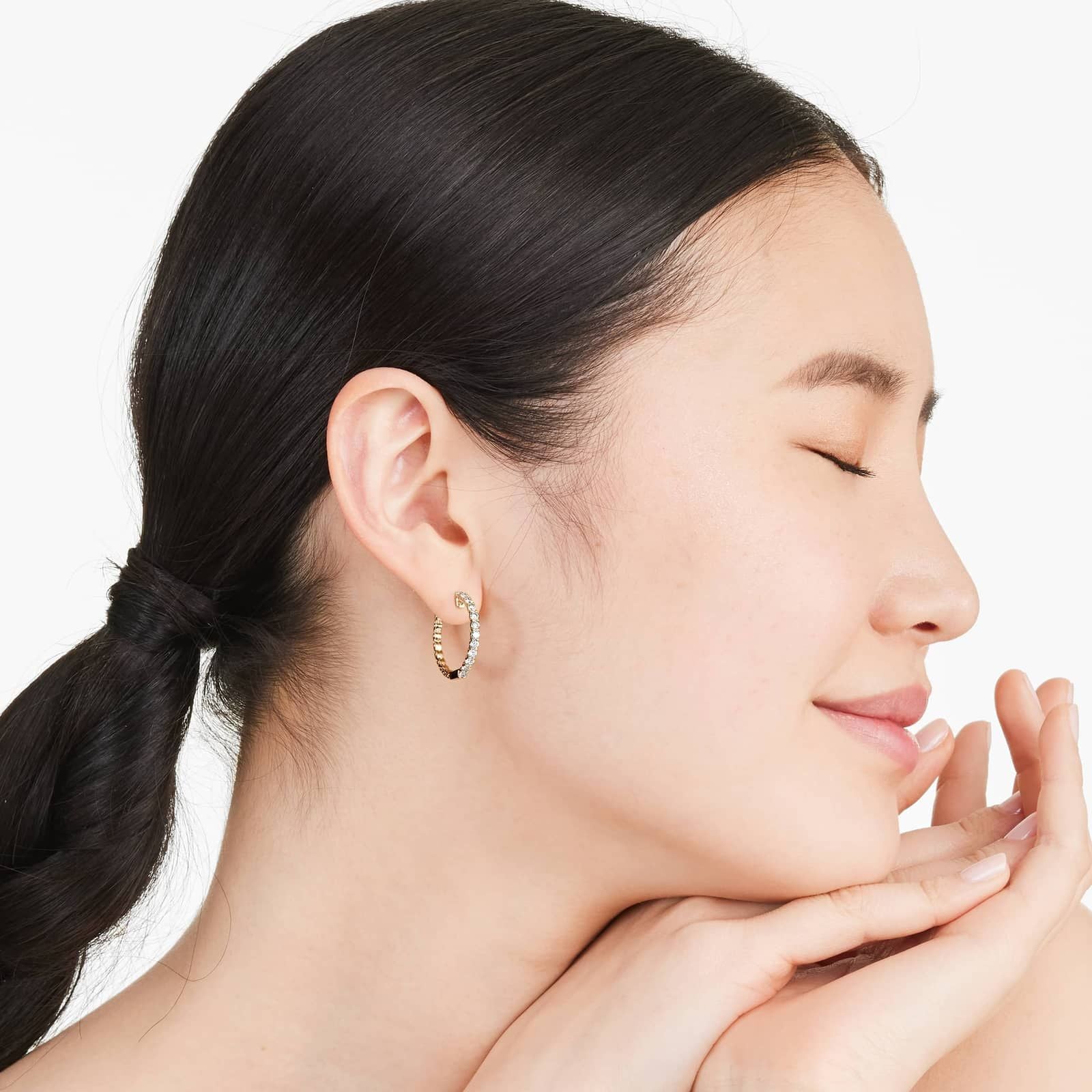 14K Yellow Gold Braided Lab-Grown Diamond Hoop Earrings (1.00 CTW - F-G /VS2-SI1)