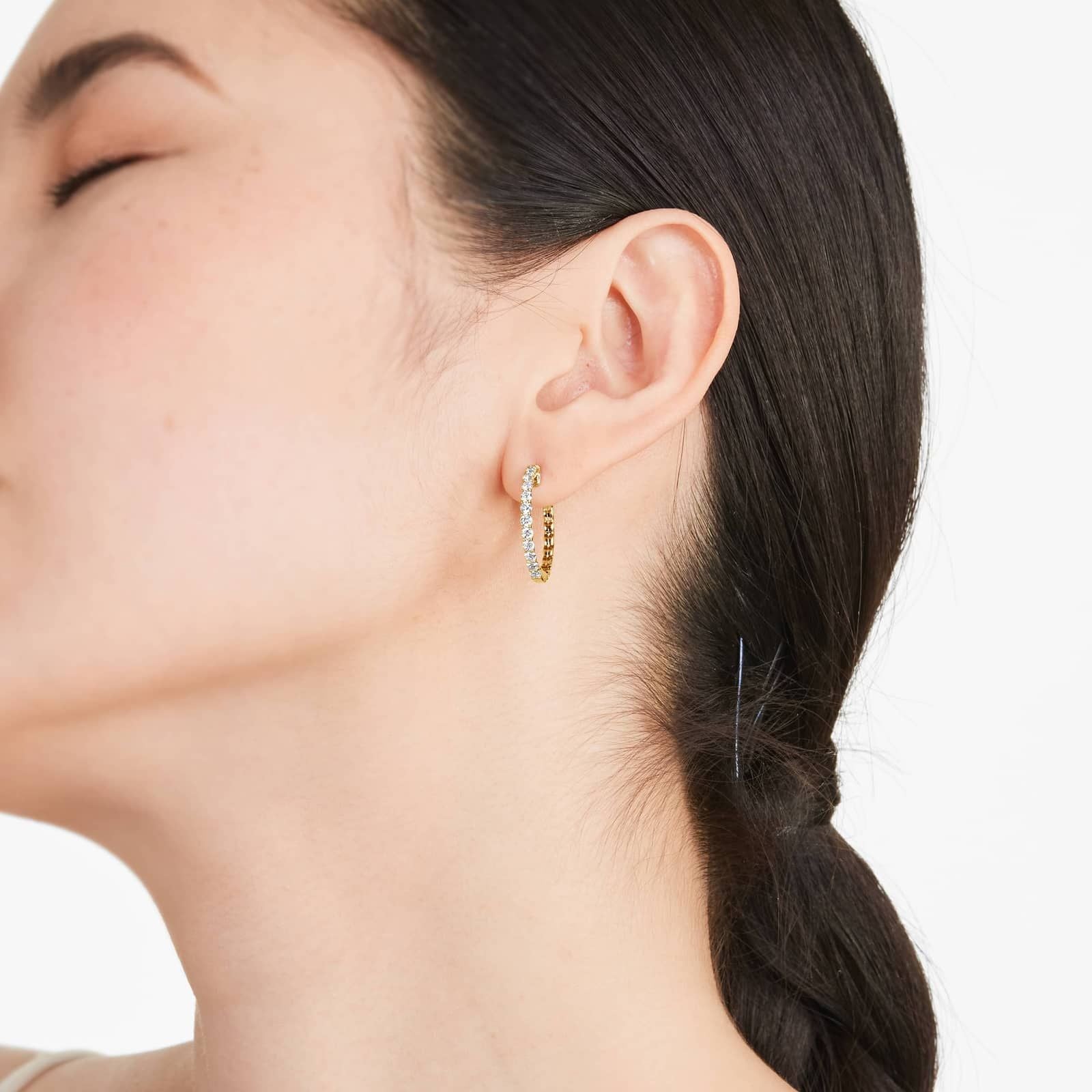 14K Yellow Gold Braided Lab-Grown Diamond Hoop Earrings (1.00 CTW - F-G /VS2-SI1)