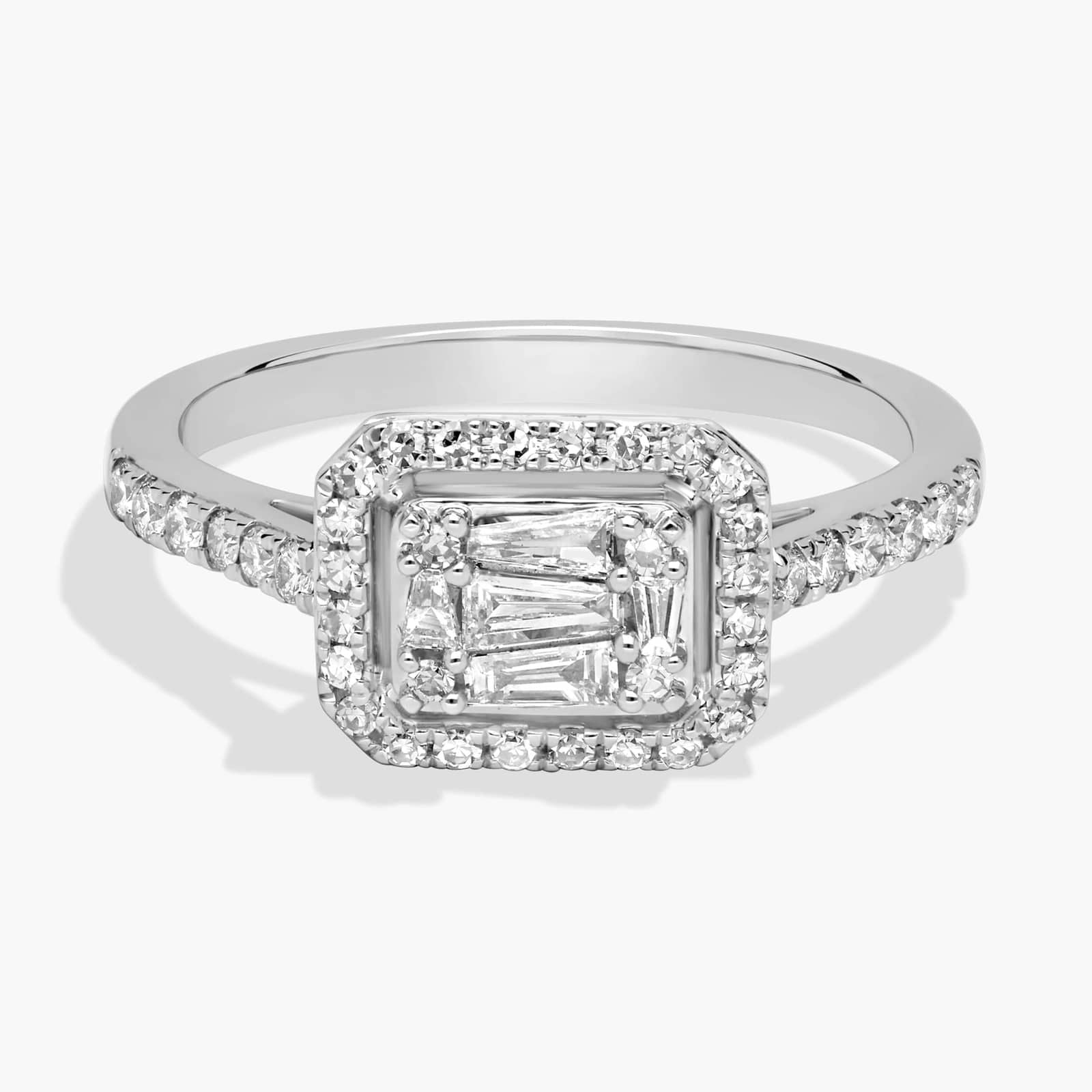 Diamond Halo Cluster Ring In 14K White Gold (1/2 Ct. Tw.)
