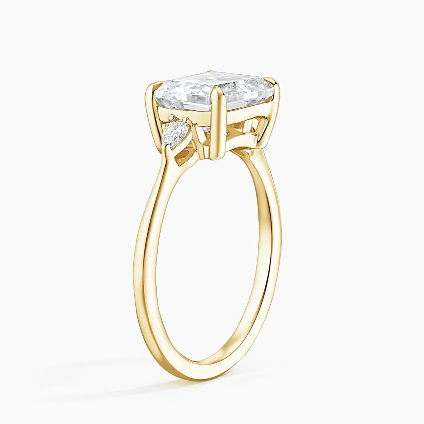 East-West Aria Three Stone Diamond Engagement Ring