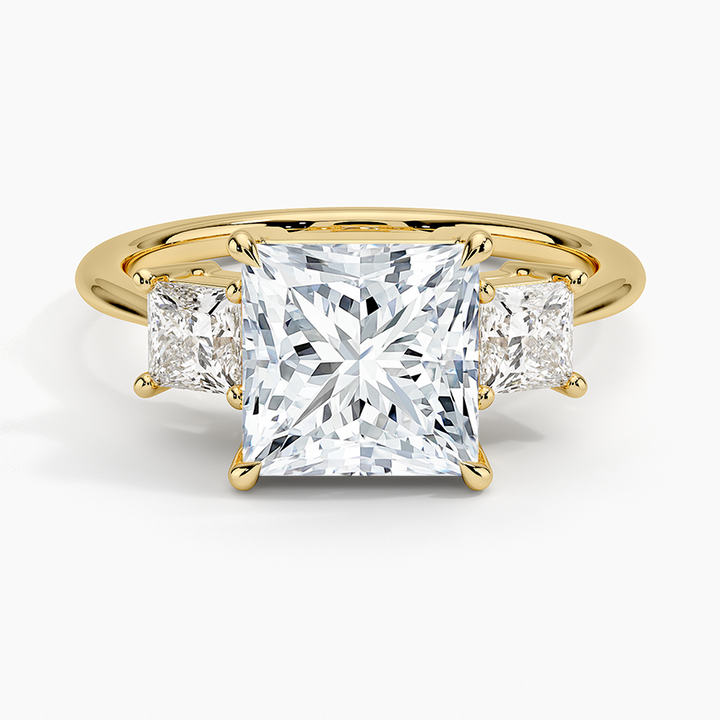 Princess Cut Three Stone Diamond Engagement Ring shape : princrcss color : F\G  clarity : FI