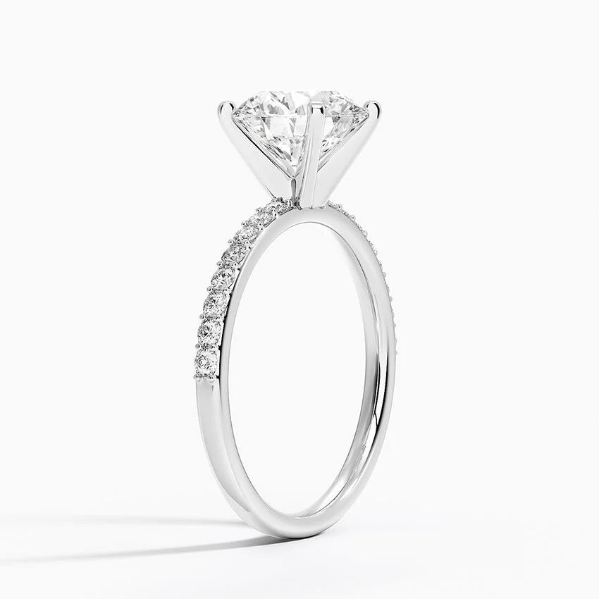 Petite Shared Prong Half Coverage Diamond Engagement Ring