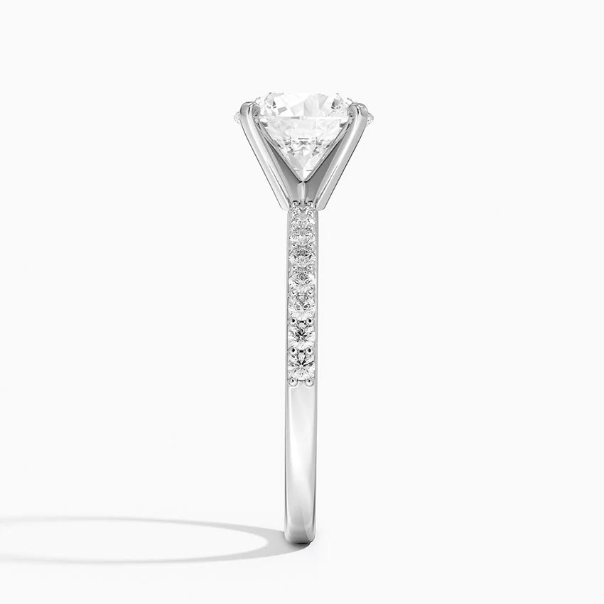 Petite Shared Prong Half Coverage Diamond Engagement Ring