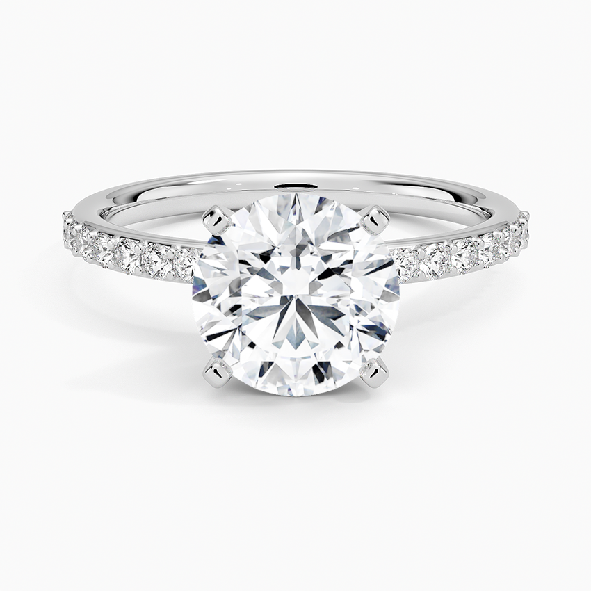 Petite Shared Prong Half Coverage Diamond Engagement Ring