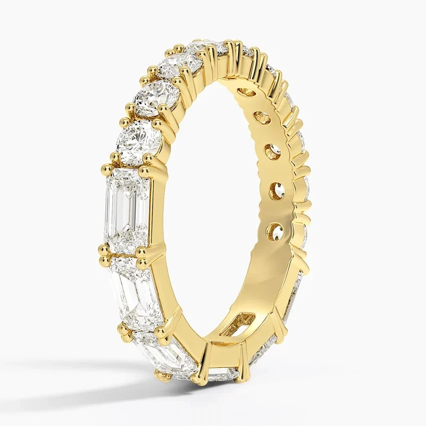 Elise Emerald Cut and Round Eternity Diamond Ring color : F\G  clarity : SI1