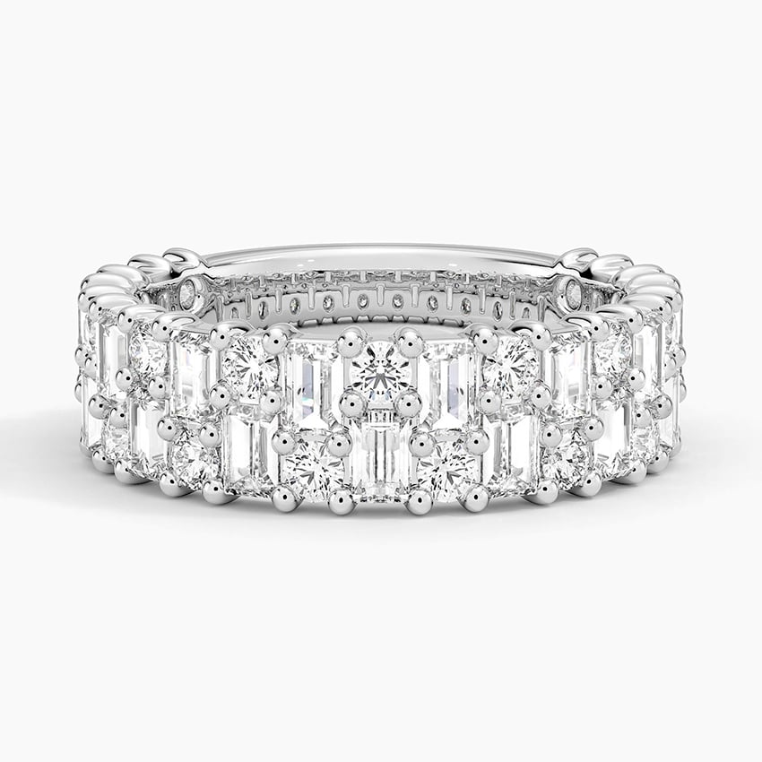 18K white gold Lab Diamond Ring   shape : round\baguette  color : F\G clarity : SI