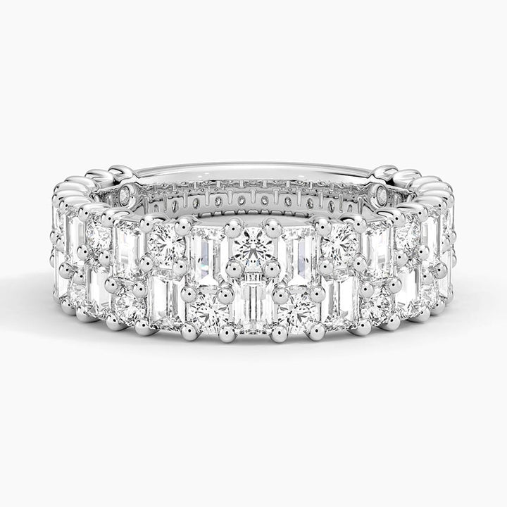 18K white gold Lab Diamond Ring   shape : round\baguette  color : F\G clarity : SI