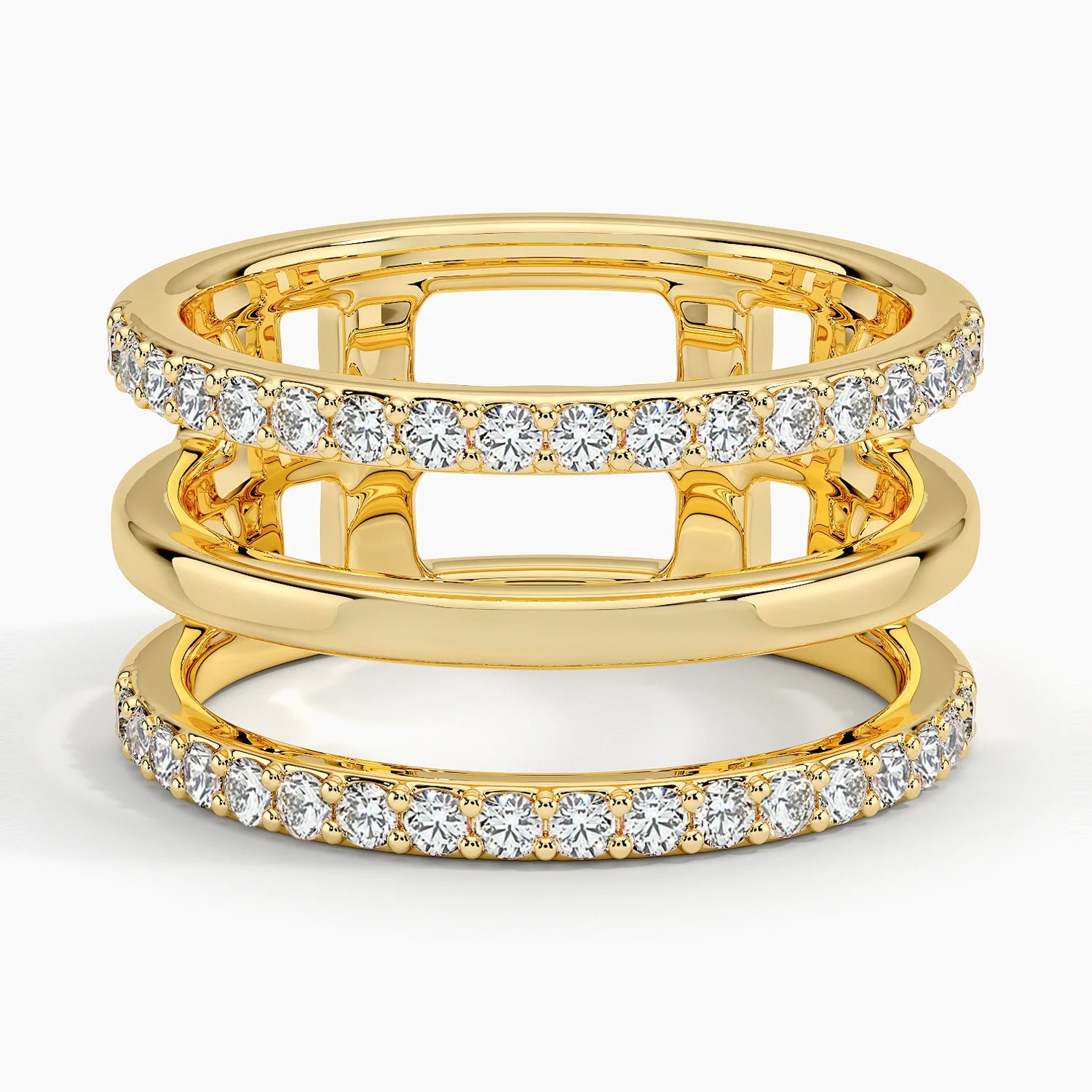 Abierta Triple Band Diamond Ring color : DEF clarity : VVS/VS