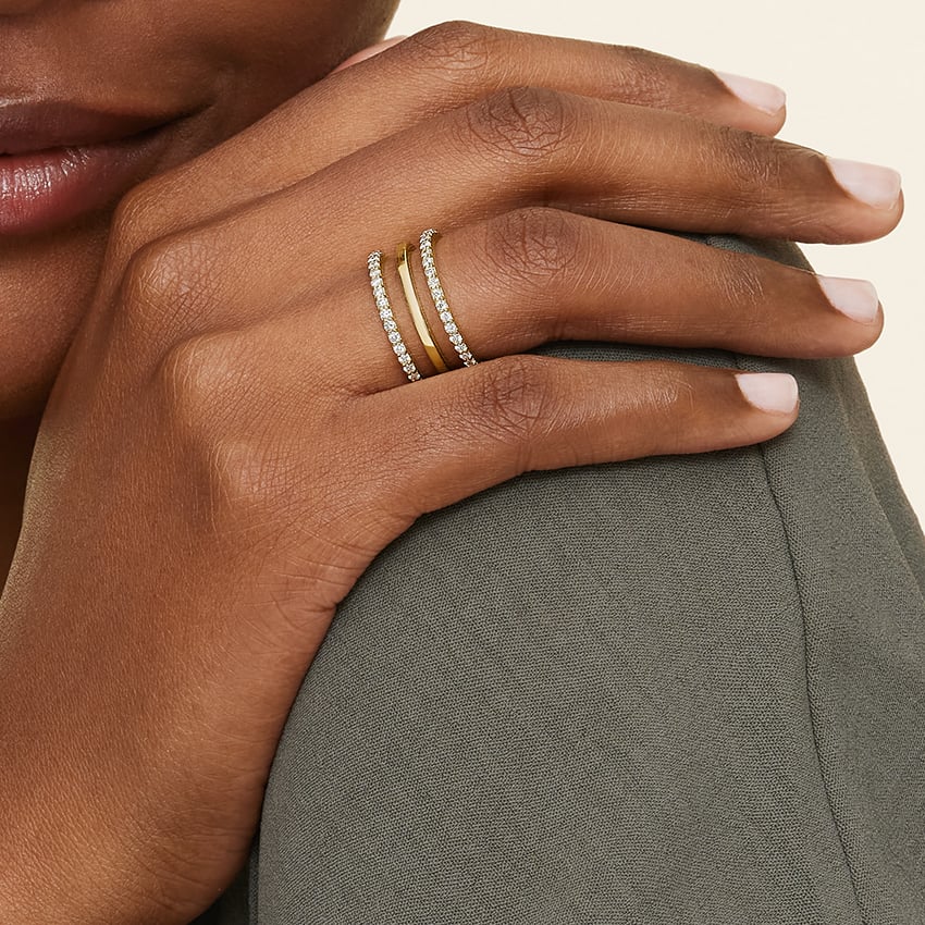 Abierta Triple Band Diamond Ring color : DEF clarity : VVS/VS