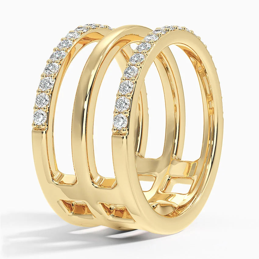 Abierta Triple Band Diamond Ring color : DEF clarity : VVS/VS
