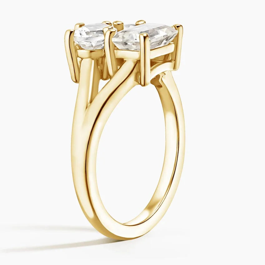 Three Stone Toi et Moi White Topaz Ring