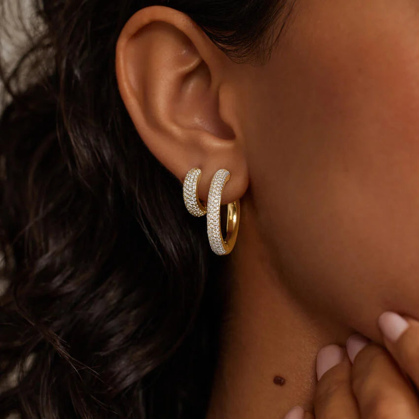 Lab Diamond Tube Hoop Earrings