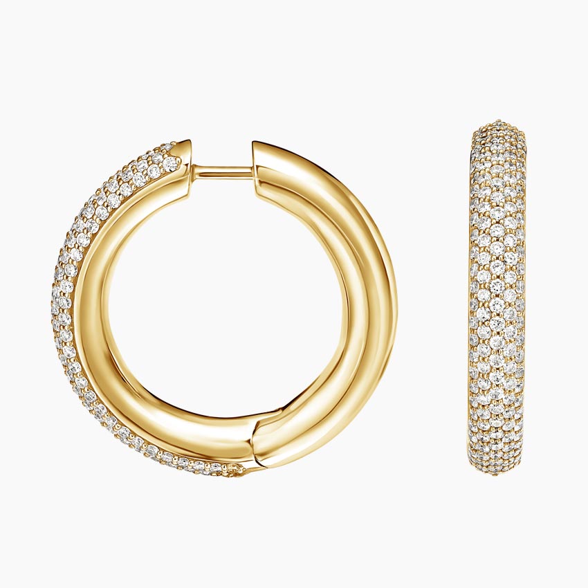 Lab Diamond Tube Hoop Earrings